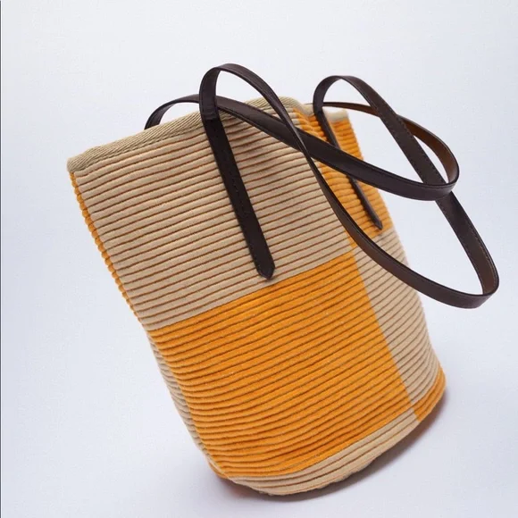 Zara 2 Piece Orange Fabric Shoulder Bag - Picture 3 of 7